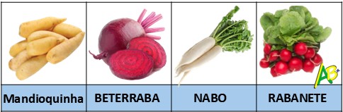 beterraba, rabanete, mandioquinha
