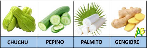palmito, pepino, chuchu